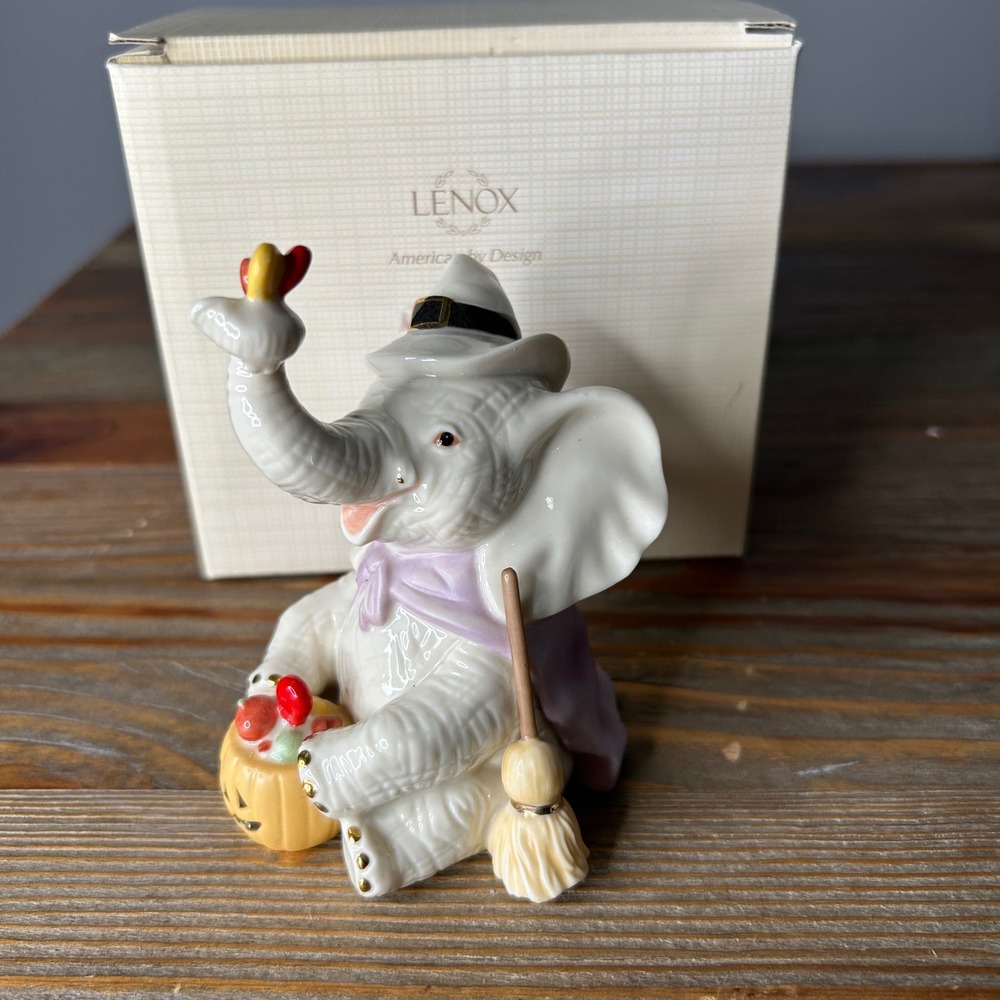 Lenox Trunk and Treats Elephant Figurine‎ Halloween Witch with Box